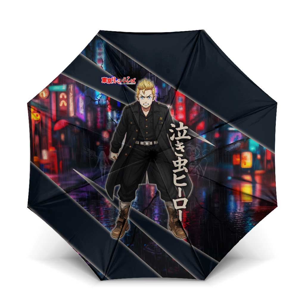 Hanagaki Takemichi Naoto Umbrella Neon Time-Travel Urban Art Style