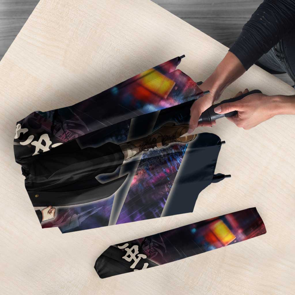 Hanagaki Takemichi Naoto Umbrella Neon Time-Travel Urban Art Style