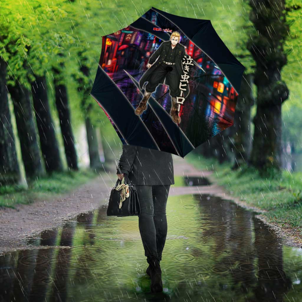 Hanagaki Takemichi Naoto Umbrella Neon Time-Travel Urban Art Style
