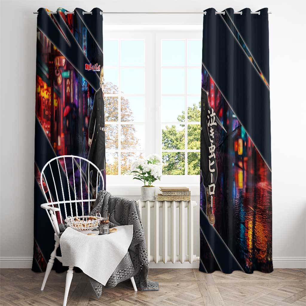 Hanagaki Takemichi Naoto Window Curtain Neon Time-Travel Urban Art Style