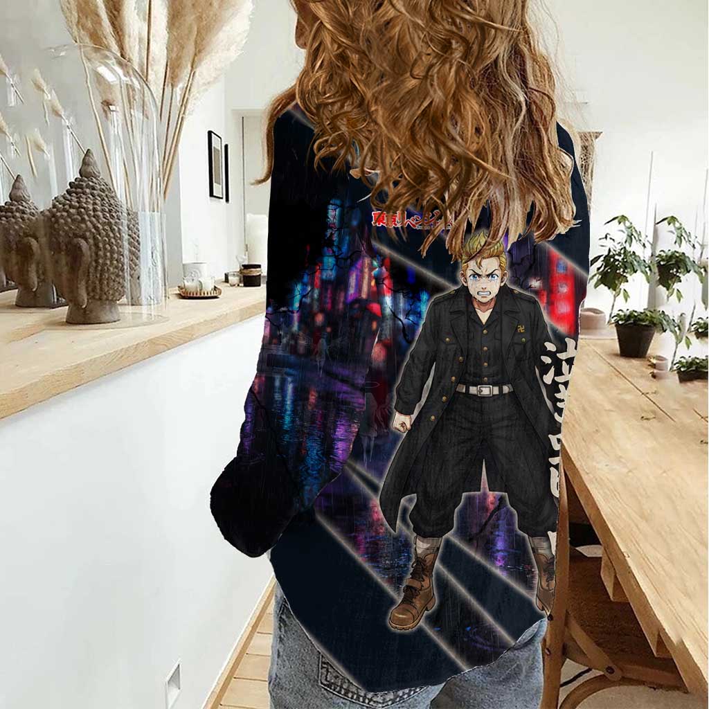 Hanagaki Takemichi Naoto Women Casual Shirt Neon Time-Travel Urban Art Style