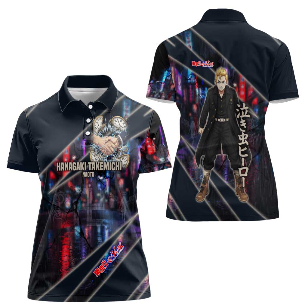 Hanagaki Takemichi Naoto Women Polo Shirt Neon Time-Travel Urban Art Style