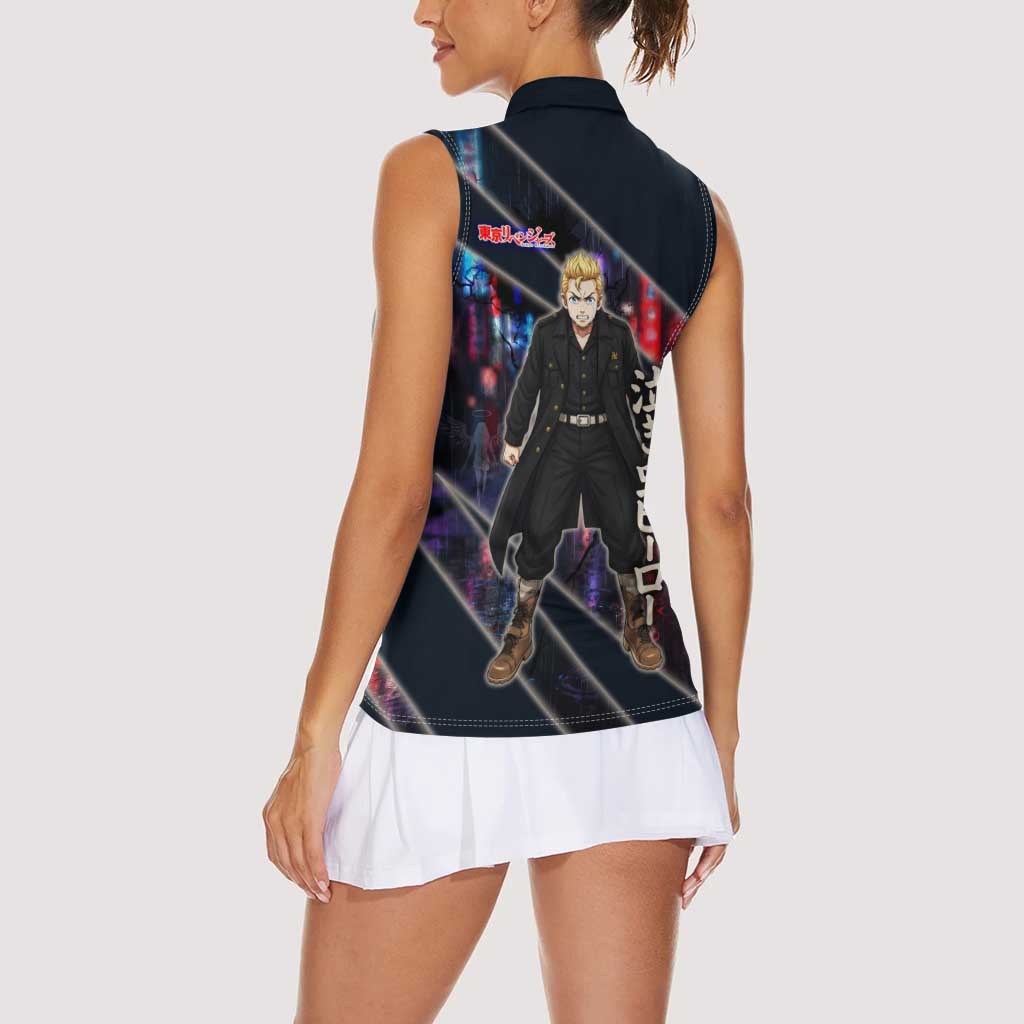 Hanagaki Takemichi Naoto Women Sleeveless Polo Shirt Neon Time-Travel Urban Art Style