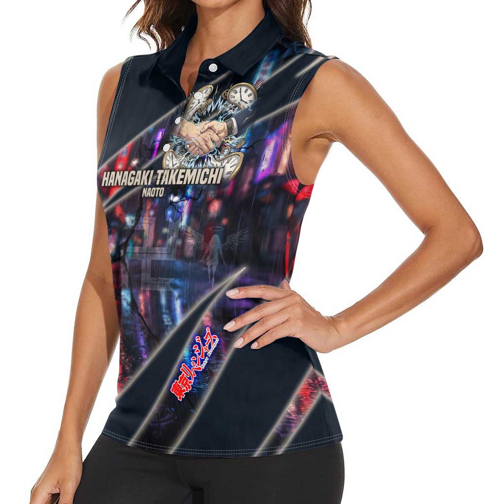 Hanagaki Takemichi Naoto Women Sleeveless Polo Shirt Neon Time-Travel Urban Art Style