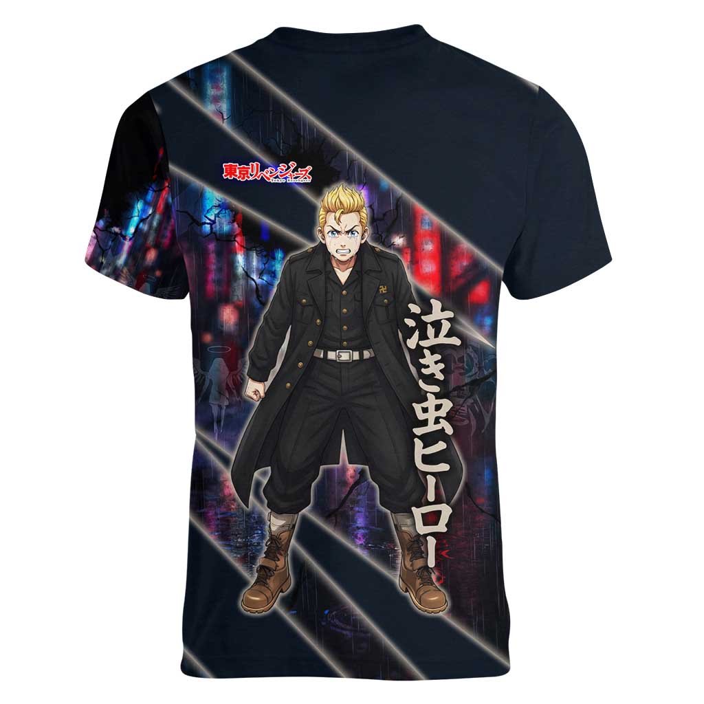 Hanagaki Takemichi Naoto Women V-Neck T-Shirt Neon Time-Travel Urban Art Style