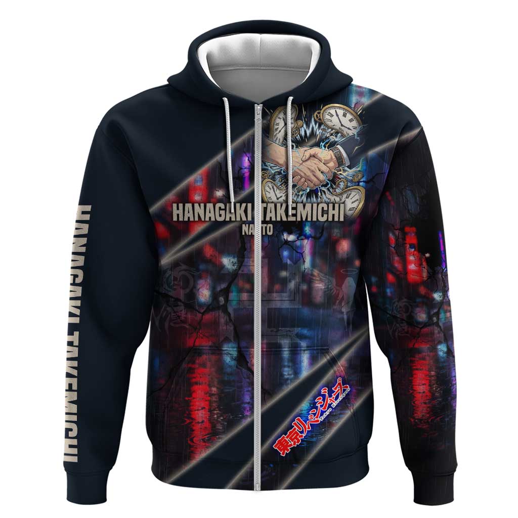 Hanagaki Takemichi Naoto Zip Hoodie Neon Time-Travel Urban Art Style