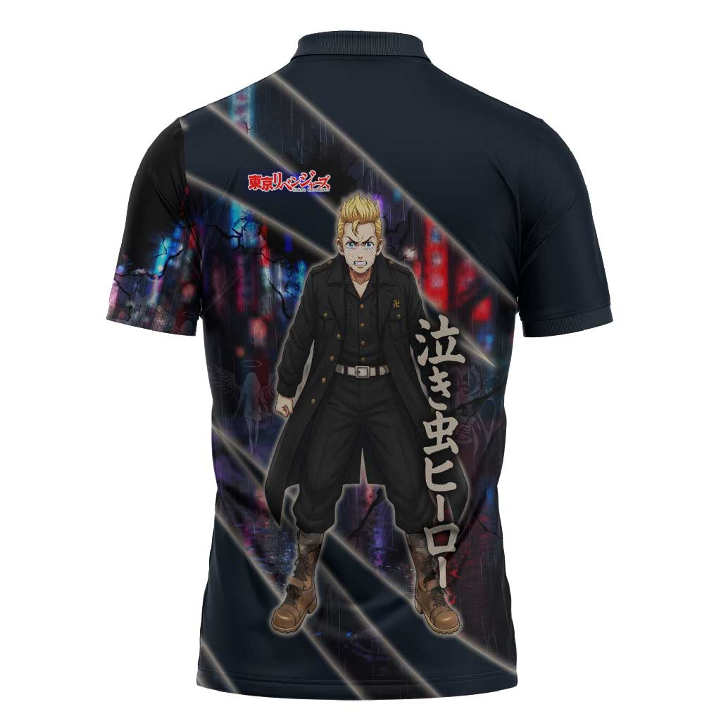 Hanagaki Takemichi Naoto Zipper Polo Shirt Neon Time-Travel Urban Art Style
