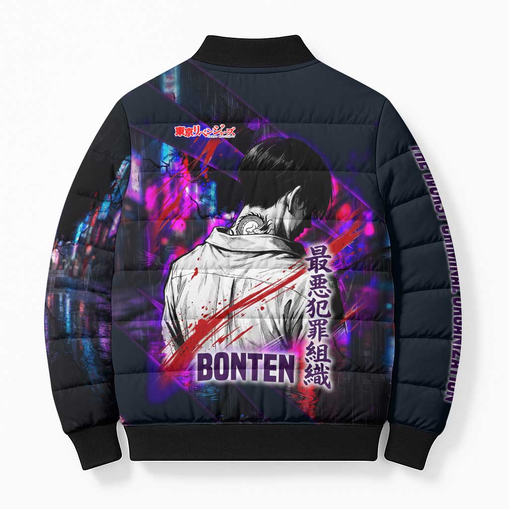 Bonten Era The Darkest Future Bomber Puffer Jacket Cyberpunk Noir Gang Art Style