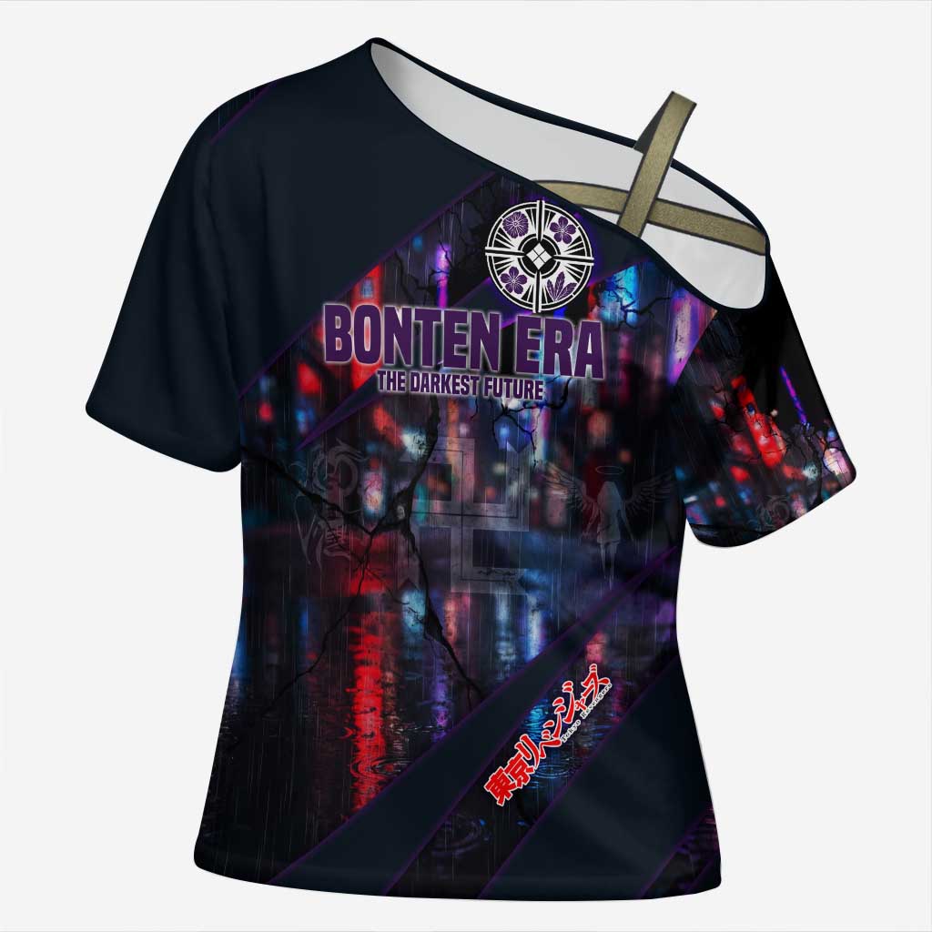 Bonten Era The Darkest Future Cross Shoulder Shirt Cyberpunk Noir Gang Art Style