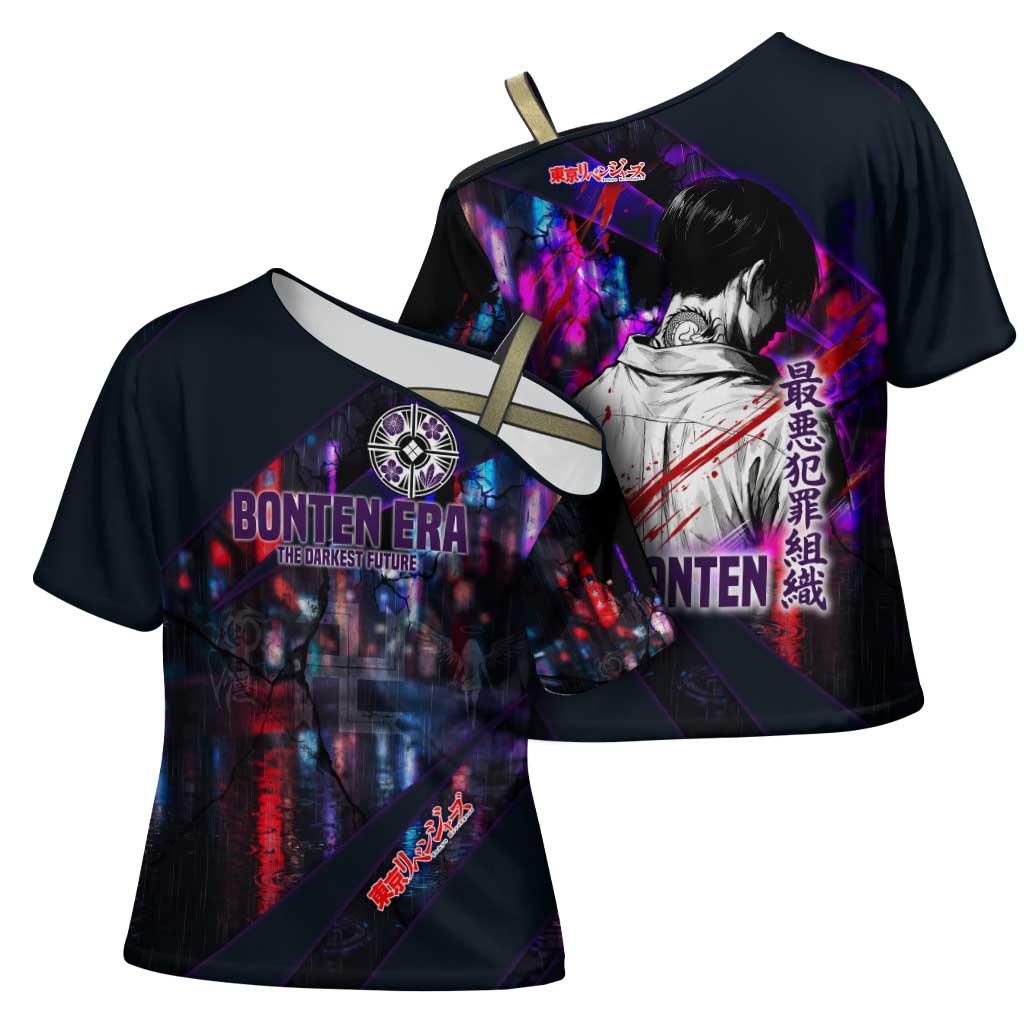 Bonten Era The Darkest Future Cross Shoulder Shirt Cyberpunk Noir Gang Art Style