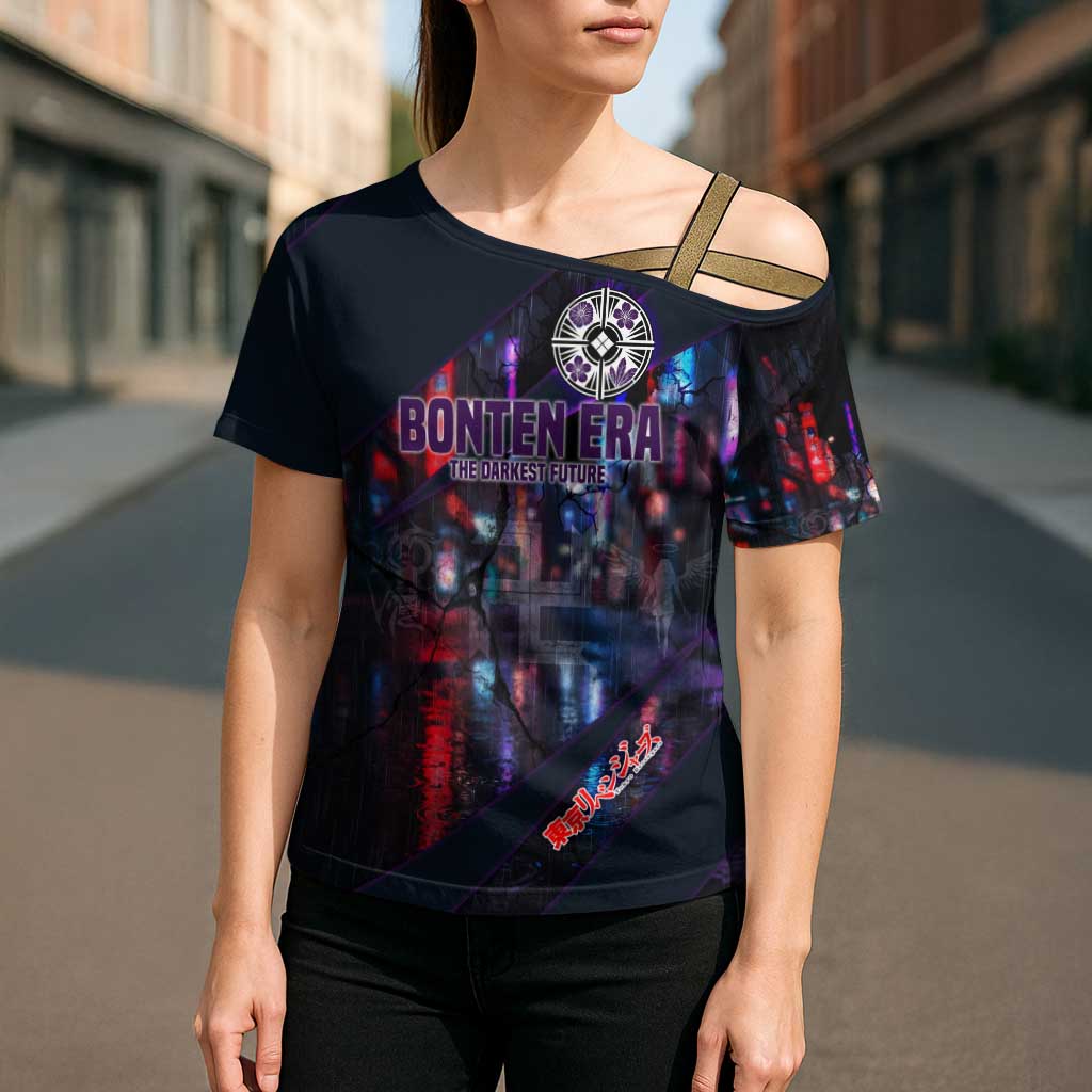 Bonten Era The Darkest Future Cross Shoulder Shirt Cyberpunk Noir Gang Art Style