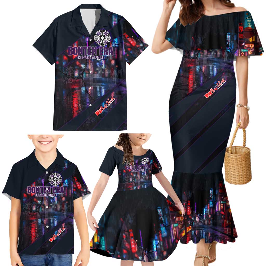 Bonten Era The Darkest Future Family Matching Mermaid Dress and Hawaiian Shirt Cyberpunk Noir Gang Art Style