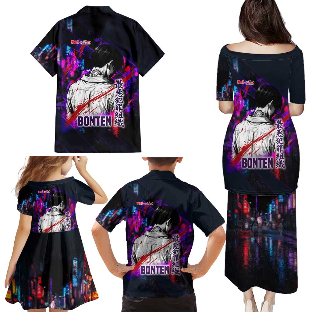 Bonten Era The Darkest Future Family Matching Puletasi and Hawaiian Shirt Cyberpunk Noir Gang Art Style
