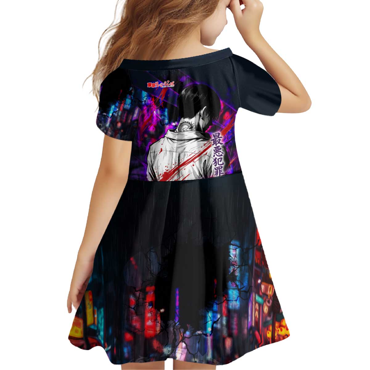 Bonten Era The Darkest Future Kid Short Sleeve Dress Cyberpunk Noir Gang Art Style