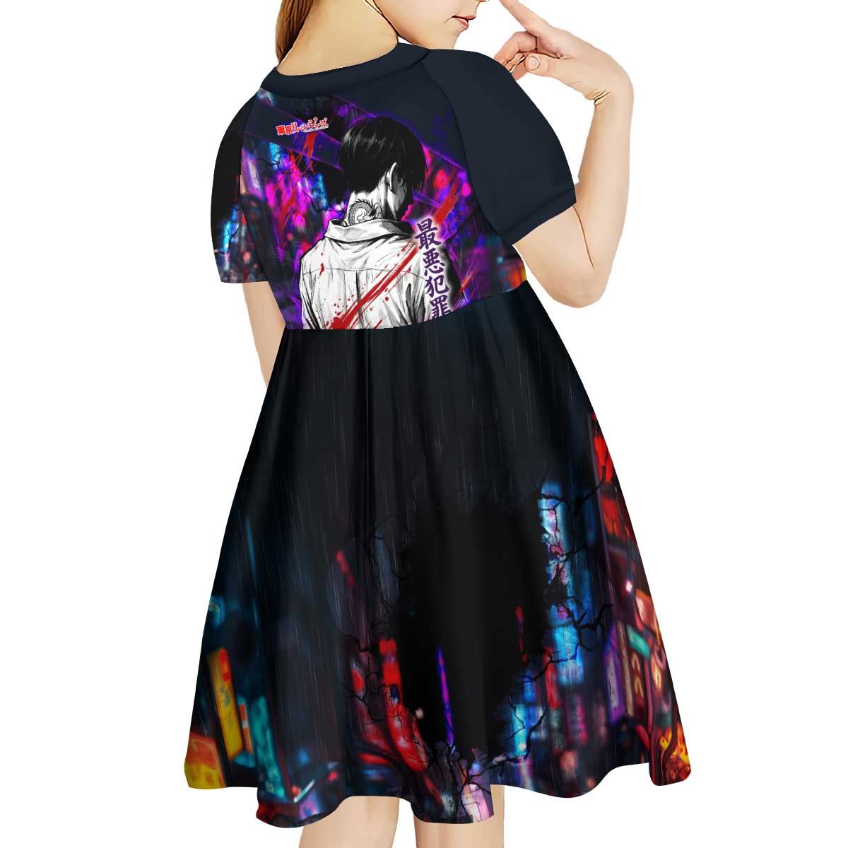Bonten Era The Darkest Future Kid Short Sleeve Dress Cyberpunk Noir Gang Art Style