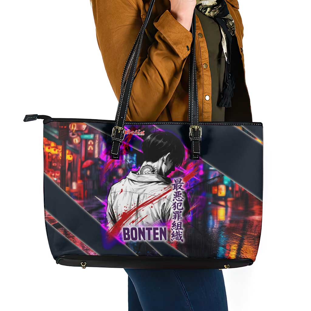 Bonten Era The Darkest Future Leather Tote Bag Cyberpunk Noir Gang Art Style
