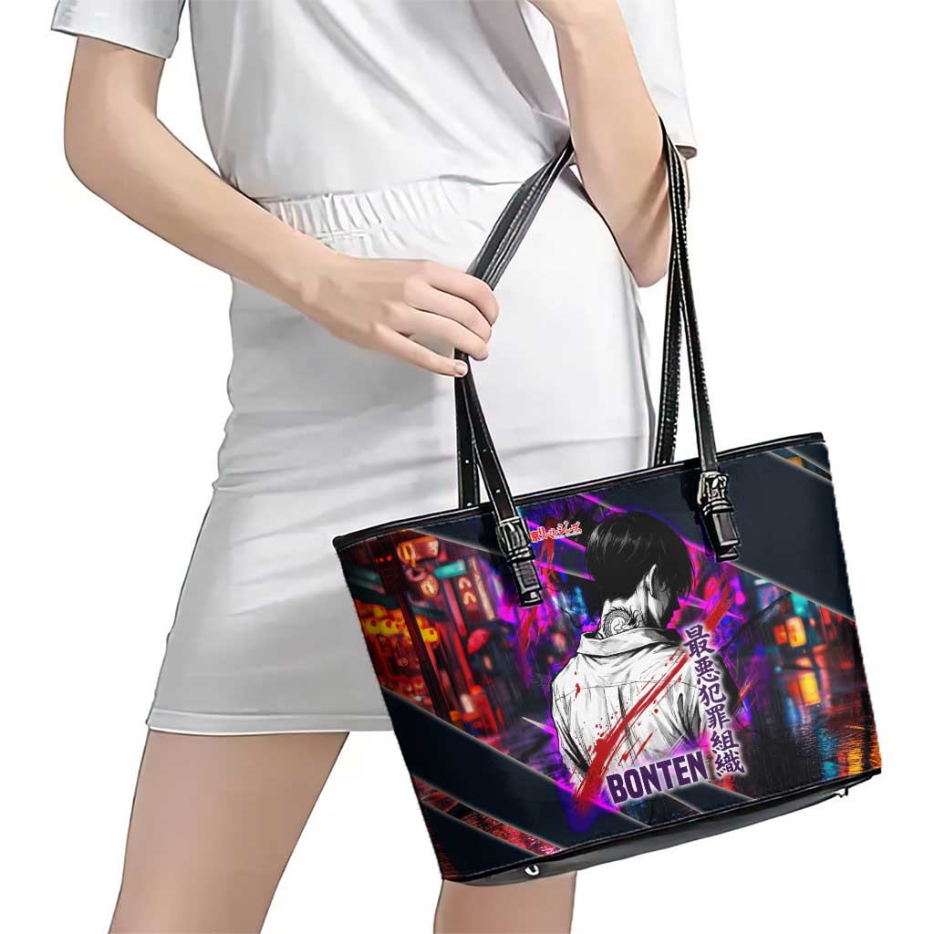 Bonten Era The Darkest Future Leather Tote Bag Cyberpunk Noir Gang Art Style