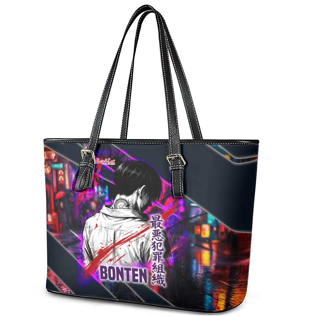 Bonten Era The Darkest Future Leather Tote Bag Cyberpunk Noir Gang Art Style