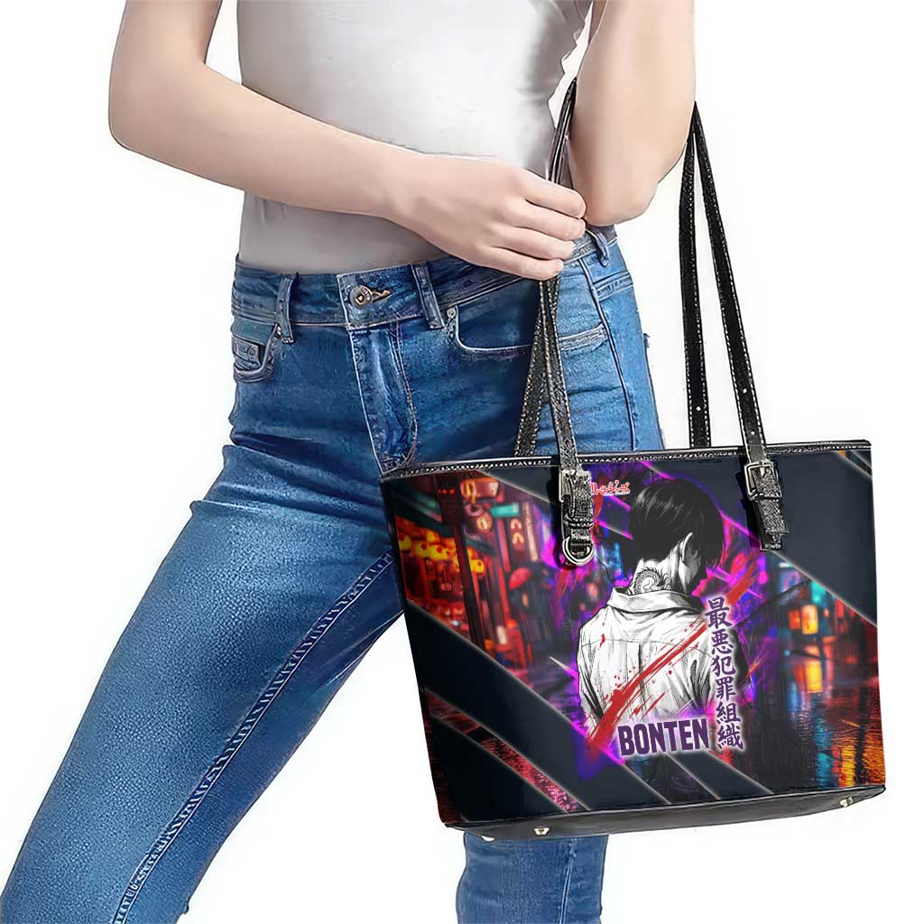 Bonten Era The Darkest Future Leather Tote Bag Cyberpunk Noir Gang Art Style