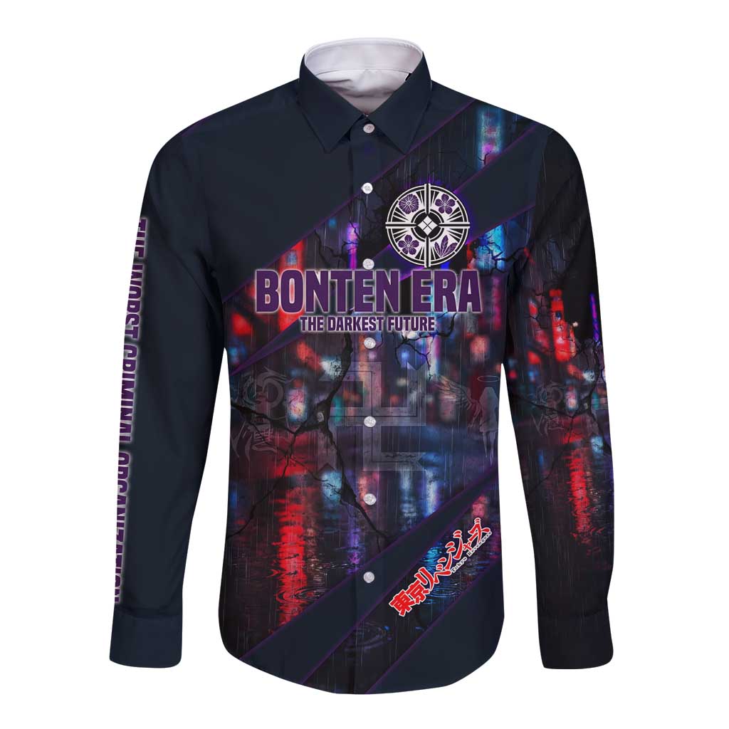 Bonten Era The Darkest Future Long Sleeve Button Shirt Cyberpunk Noir Gang Art Style