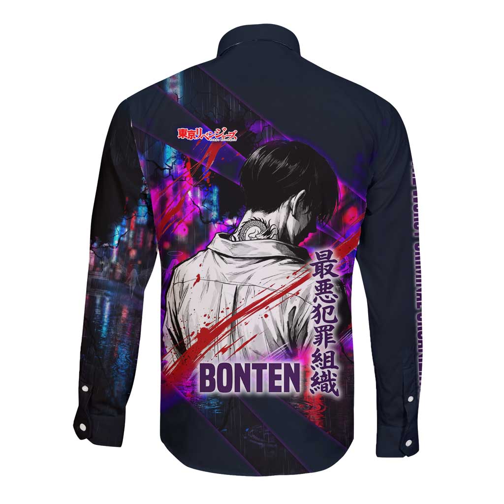 Bonten Era The Darkest Future Long Sleeve Button Shirt Cyberpunk Noir Gang Art Style