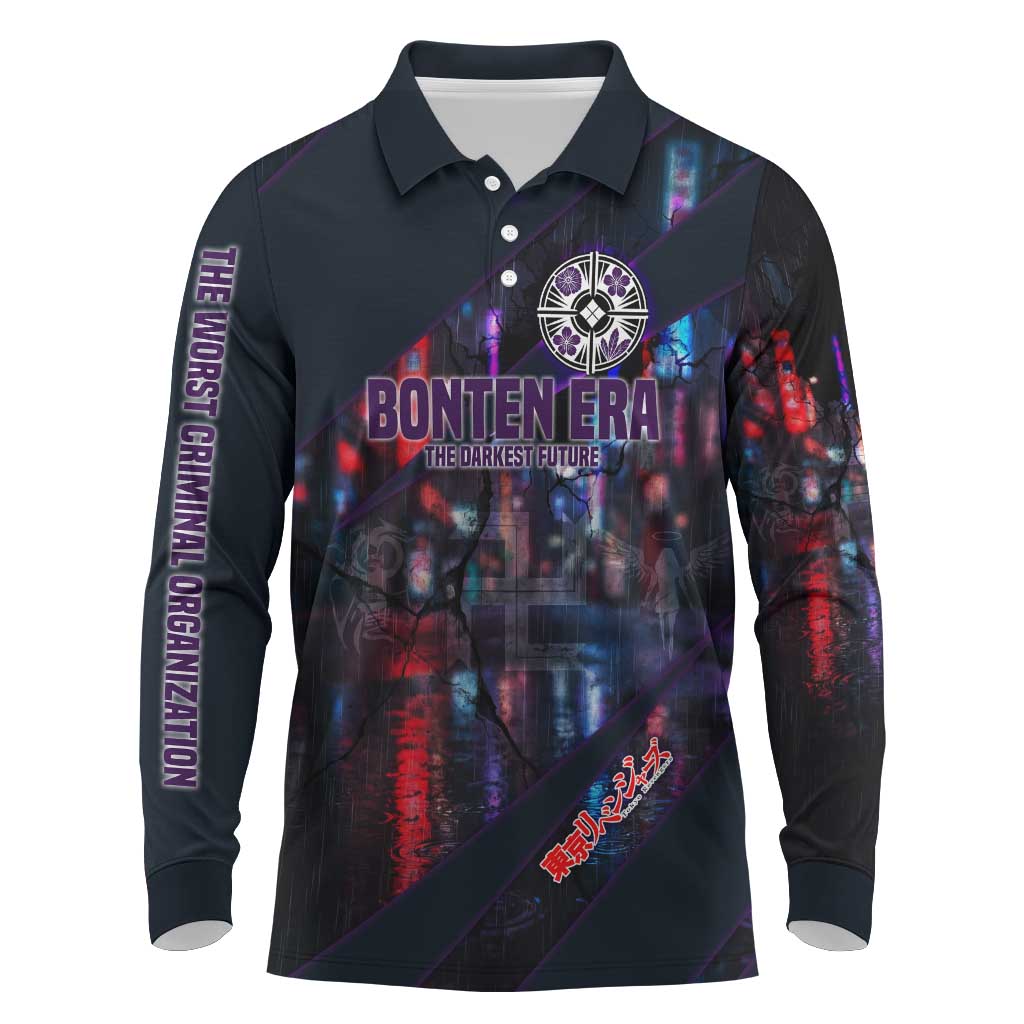 Bonten Era The Darkest Future Long Sleeve Polo Shirt Cyberpunk Noir Gang Art Style