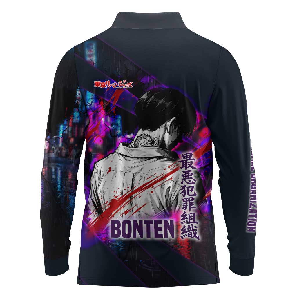 Bonten Era The Darkest Future Long Sleeve Polo Shirt Cyberpunk Noir Gang Art Style