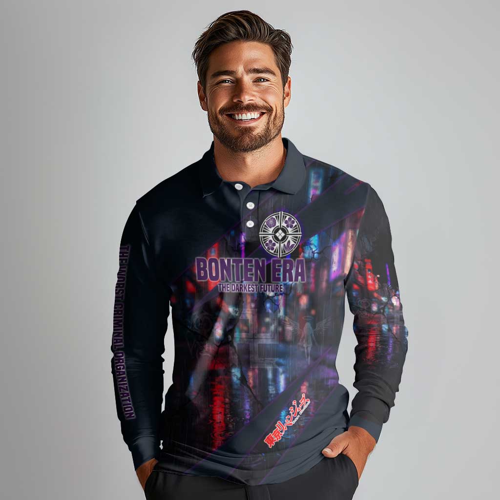 Bonten Era The Darkest Future Long Sleeve Polo Shirt Cyberpunk Noir Gang Art Style
