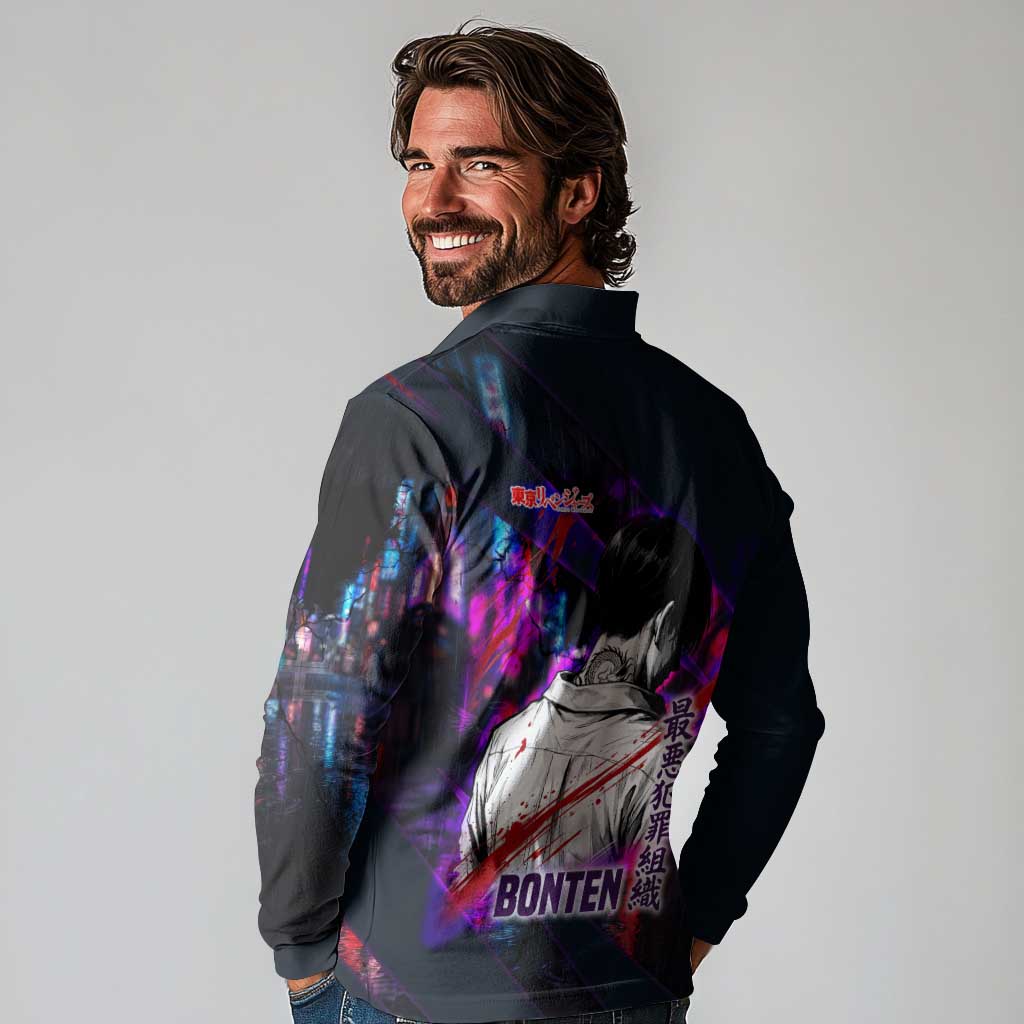 Bonten Era The Darkest Future Long Sleeve Polo Shirt Cyberpunk Noir Gang Art Style