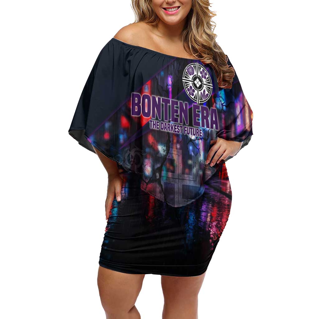 Bonten Era The Darkest Future Off Shoulder Short Dress Cyberpunk Noir Gang Art Style