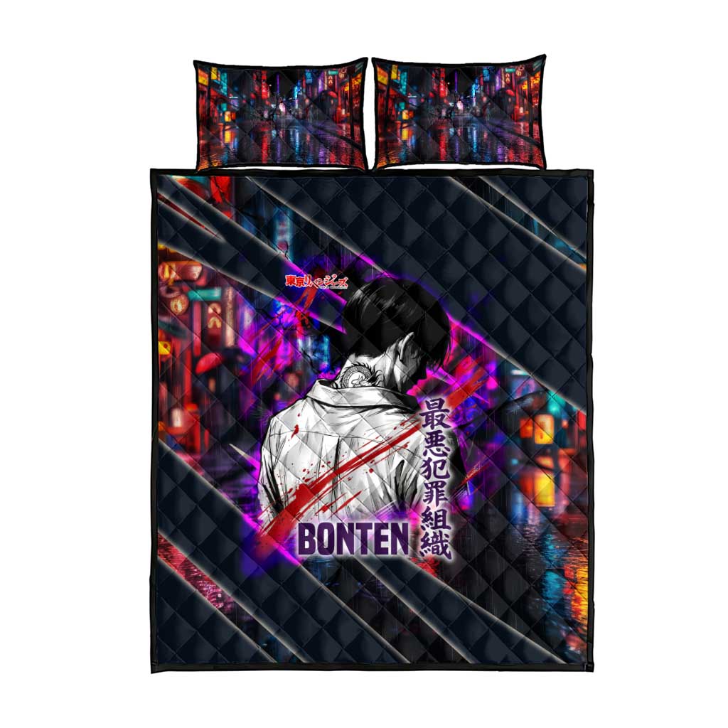 Bonten Era The Darkest Future Quilt Bed Set Cyberpunk Noir Gang Art Style