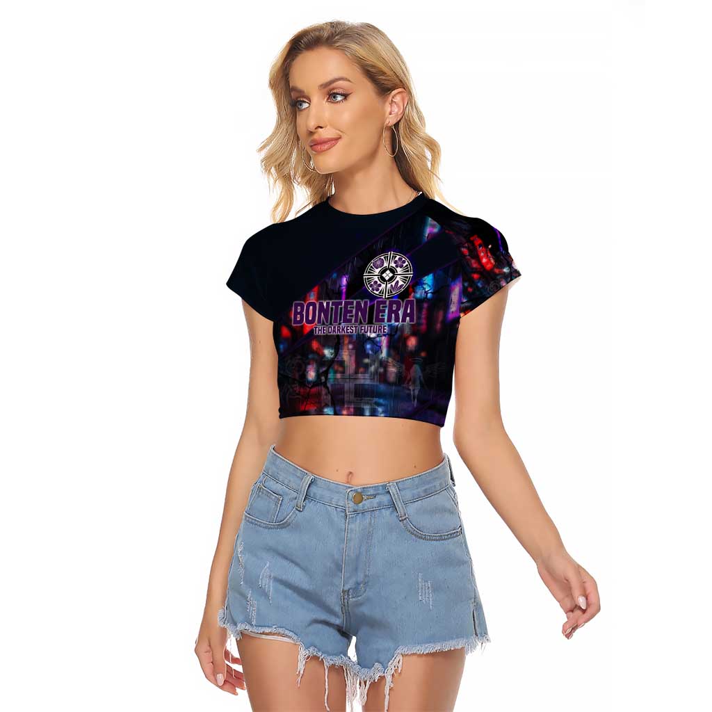 Bonten Era The Darkest Future Raglan Cropped T Shirt Cyberpunk Noir Gang Art Style