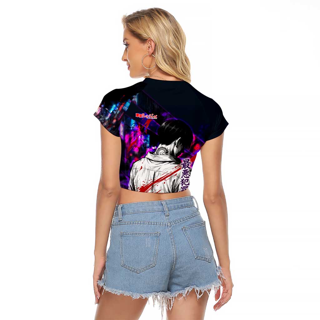 Bonten Era The Darkest Future Raglan Cropped T Shirt Cyberpunk Noir Gang Art Style