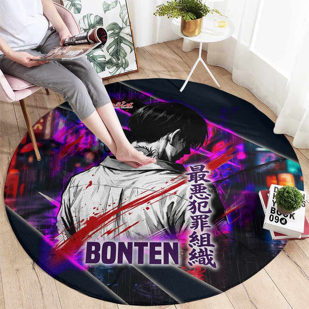 Bonten Era The Darkest Future Round Carpet Cyberpunk Noir Gang Art Style