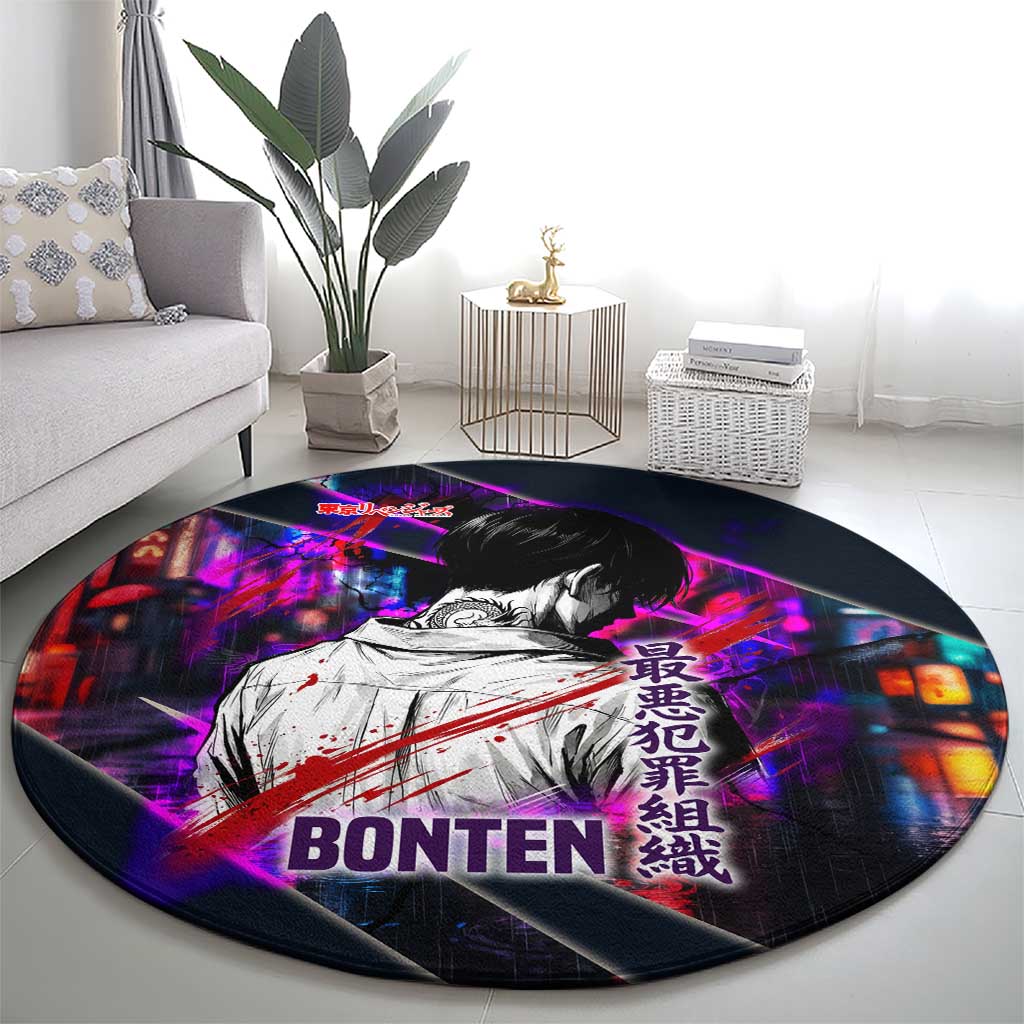 Bonten Era The Darkest Future Round Carpet Cyberpunk Noir Gang Art Style