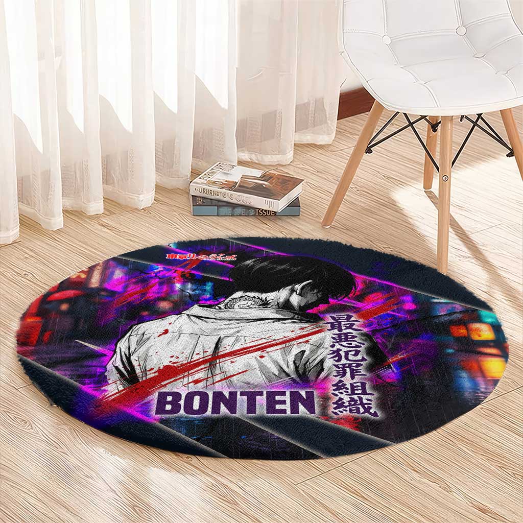 Bonten Era The Darkest Future Round Carpet Cyberpunk Noir Gang Art Style
