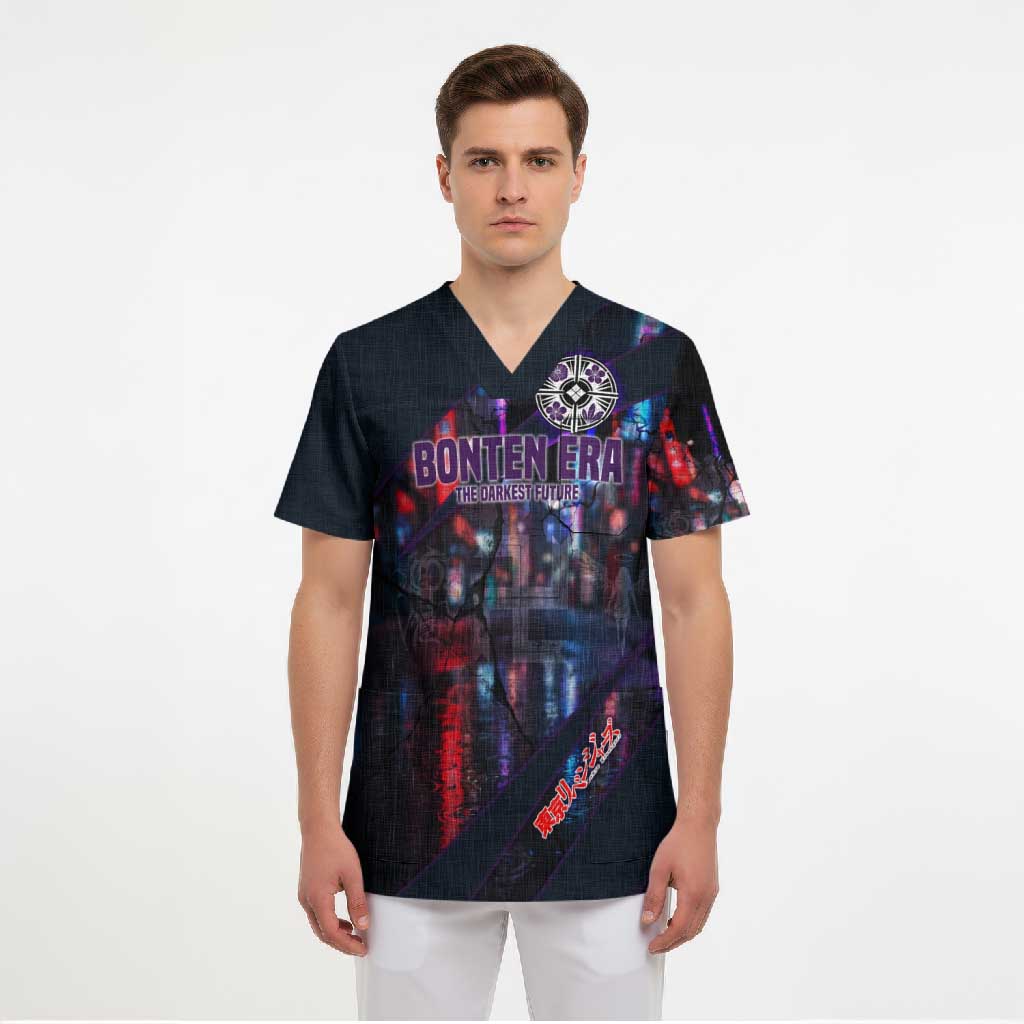 Bonten Era The Darkest Future Scrub Top Cyberpunk Noir Gang Art Style