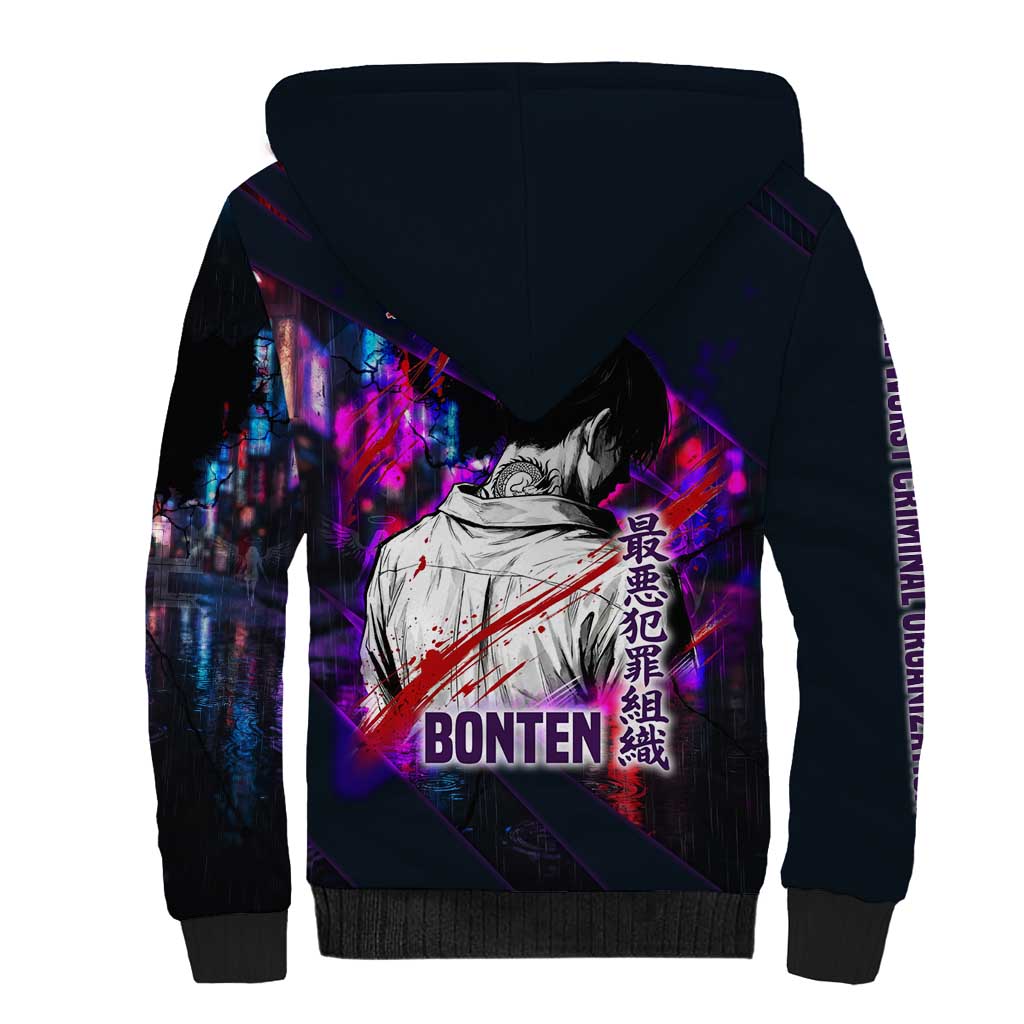Bonten Era The Darkest Future Sherpa Hoodie Cyberpunk Noir Gang Art Style