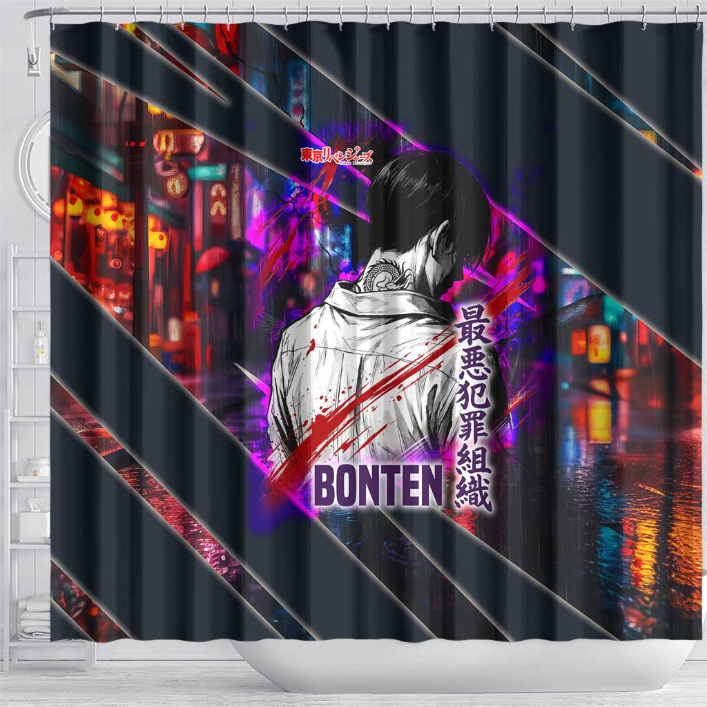 Bonten Era The Darkest Future Shower Curtain Cyberpunk Noir Gang Art Style