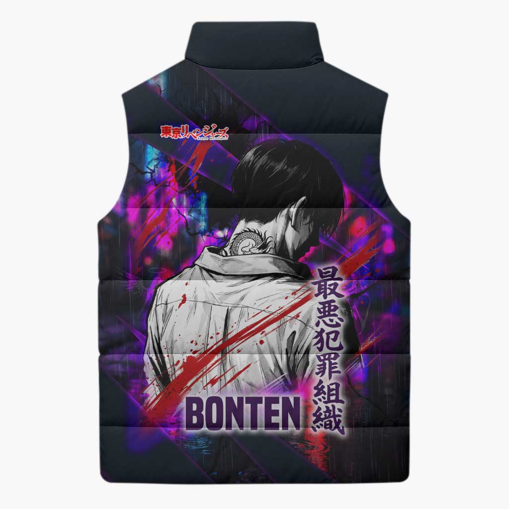 Bonten Era The Darkest Future Sleeveless Puffer Jacket Cyberpunk Noir Gang Art Style