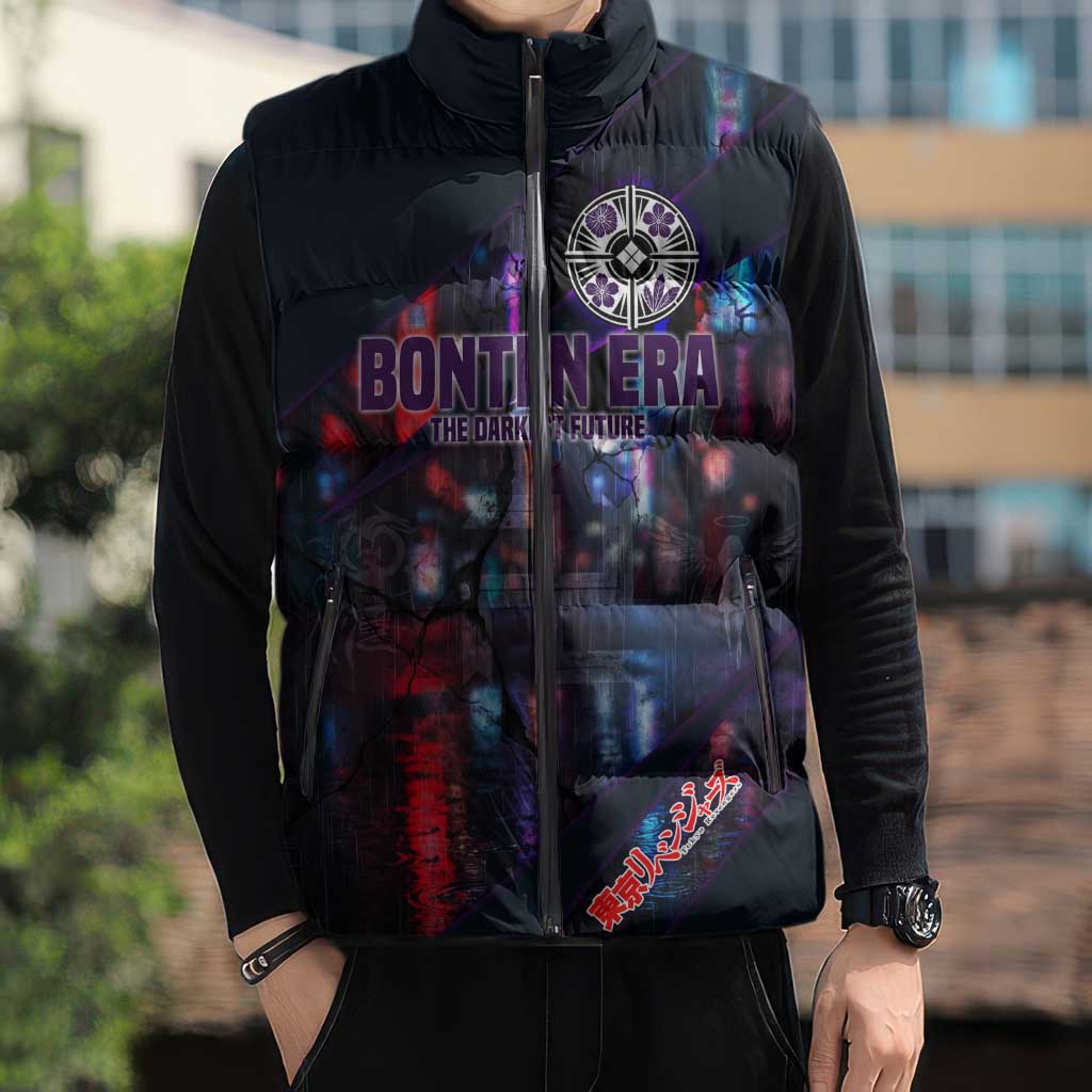 Bonten Era The Darkest Future Sleeveless Puffer Jacket Cyberpunk Noir Gang Art Style