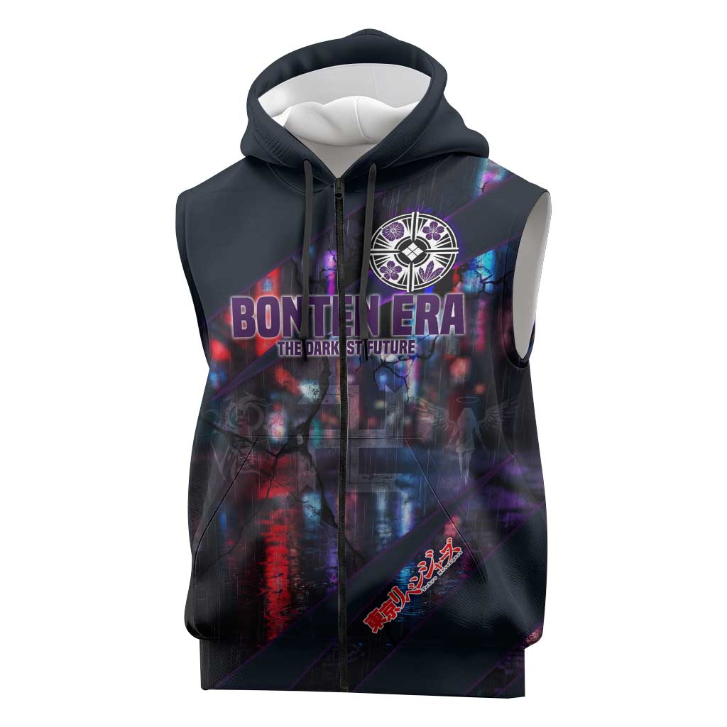 Bonten Era The Darkest Future Sleeveless Zip Hoodie Cyberpunk Noir Gang Art Style