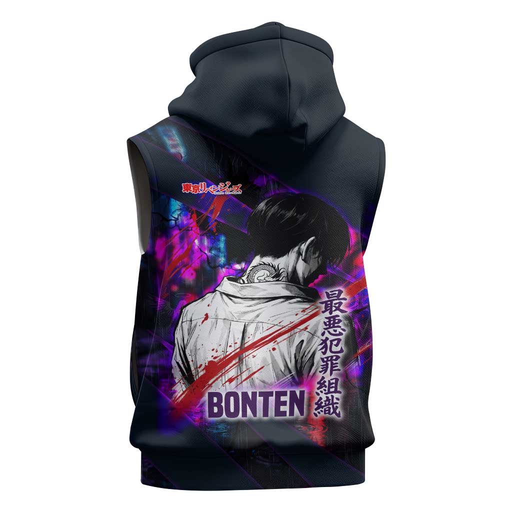 Bonten Era The Darkest Future Sleeveless Zip Hoodie Cyberpunk Noir Gang Art Style