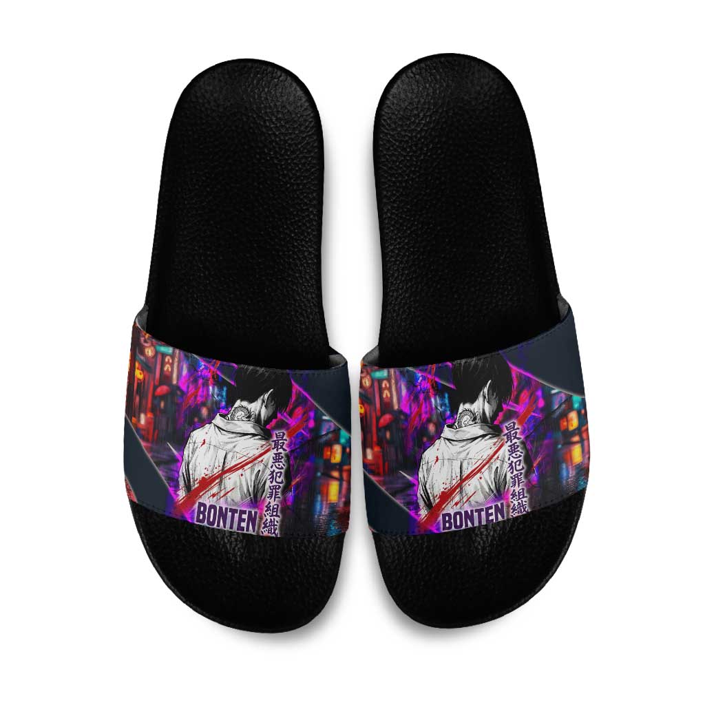 Bonten Era The Darkest Future Slide Sandals Cyberpunk Noir Gang Art Style