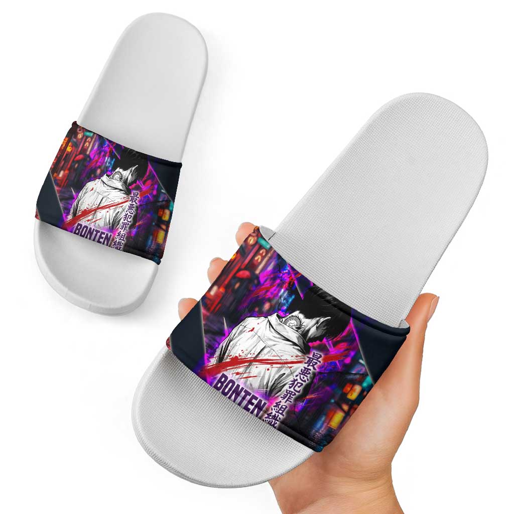 Bonten Era The Darkest Future Slide Sandals Cyberpunk Noir Gang Art Style