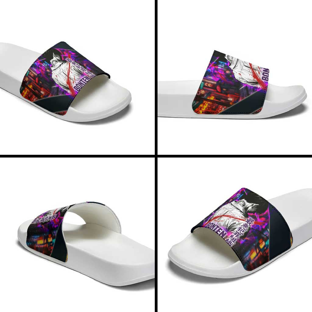 Bonten Era The Darkest Future Slide Sandals Cyberpunk Noir Gang Art Style