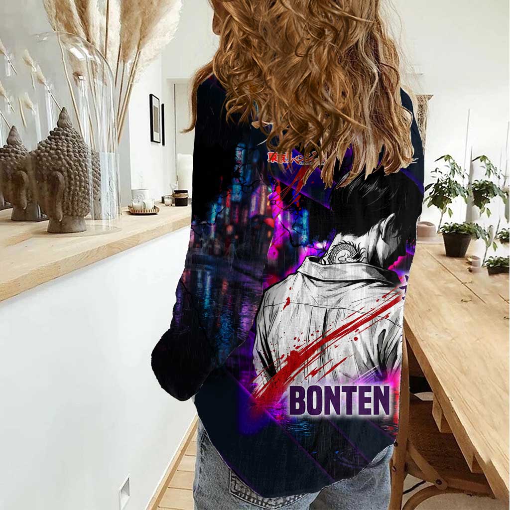 Bonten Era The Darkest Future Women Casual Shirt Cyberpunk Noir Gang Art Style