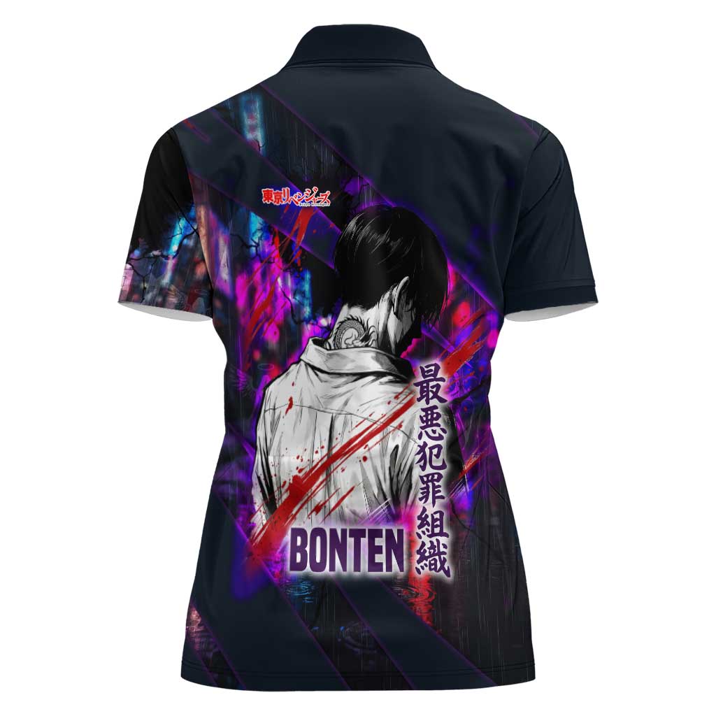 Bonten Era The Darkest Future Women Polo Shirt Cyberpunk Noir Gang Art Style