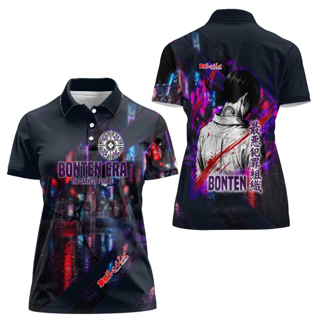 Bonten Era The Darkest Future Women Polo Shirt Cyberpunk Noir Gang Art Style
