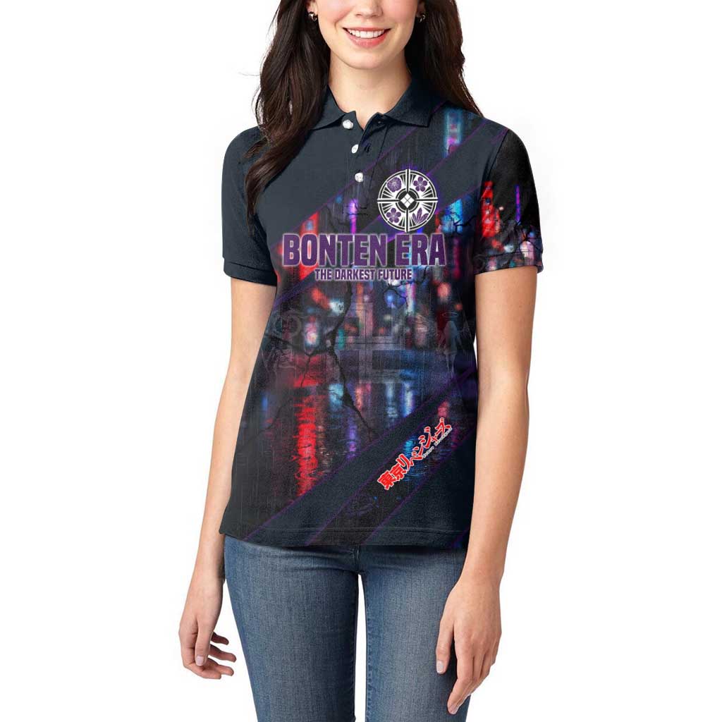 Bonten Era The Darkest Future Women Polo Shirt Cyberpunk Noir Gang Art Style